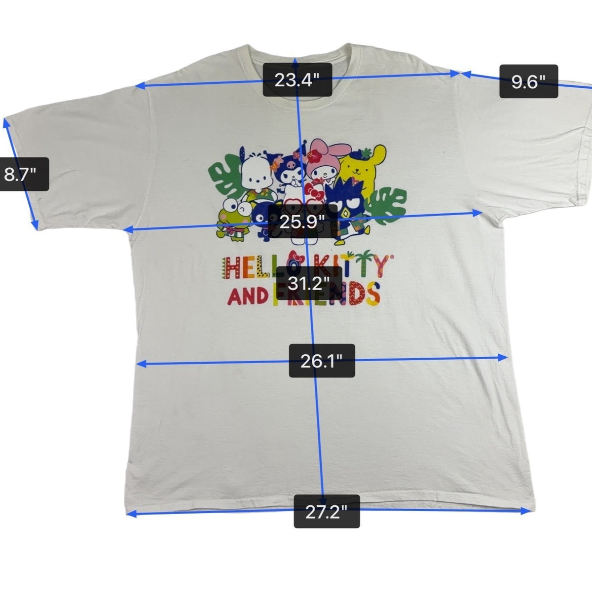 Sanrio Unisex White Cotton/Polyester Hello Kitty & Friends Graphic T-Shirt
