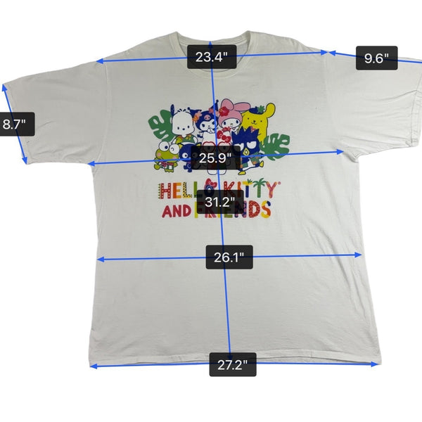Sanrio Unisex White Cotton/Polyester Hello Kitty & Friends Graphic T-Shirt