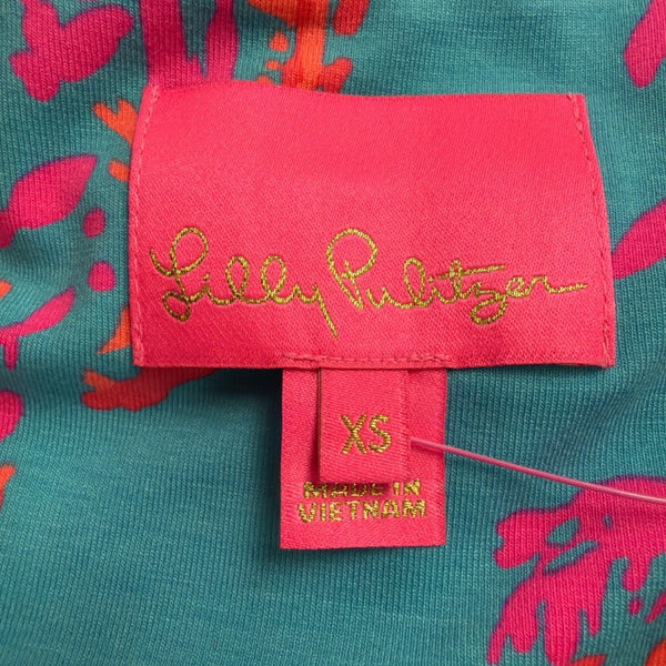 Lilly Pulitzer Womens Aqua Pink Rayon Spandex Floral-Print Maxi Dress Size XS