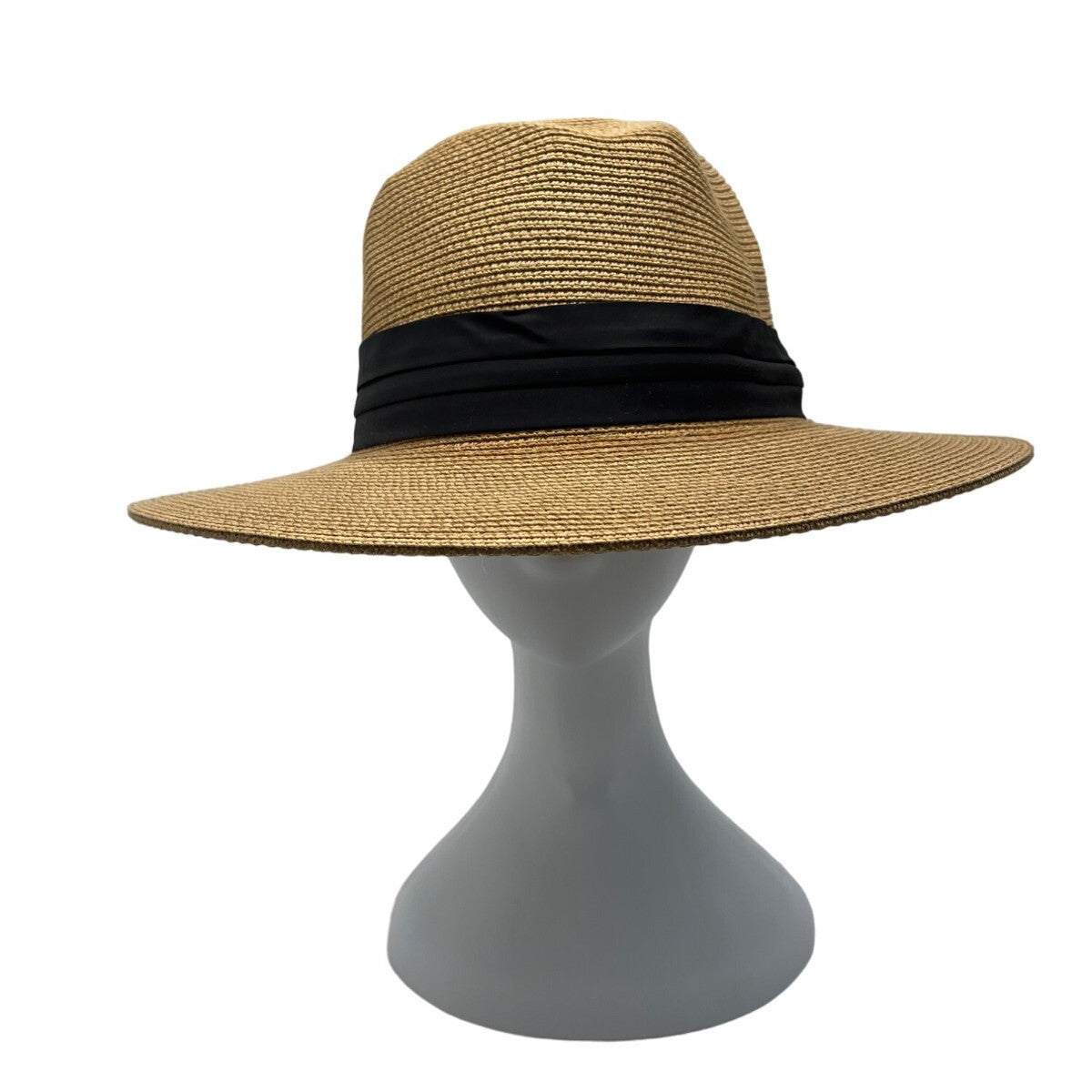Furtalk Wide Brim Straw Sun Hat With Black Ribbon Band Sz L