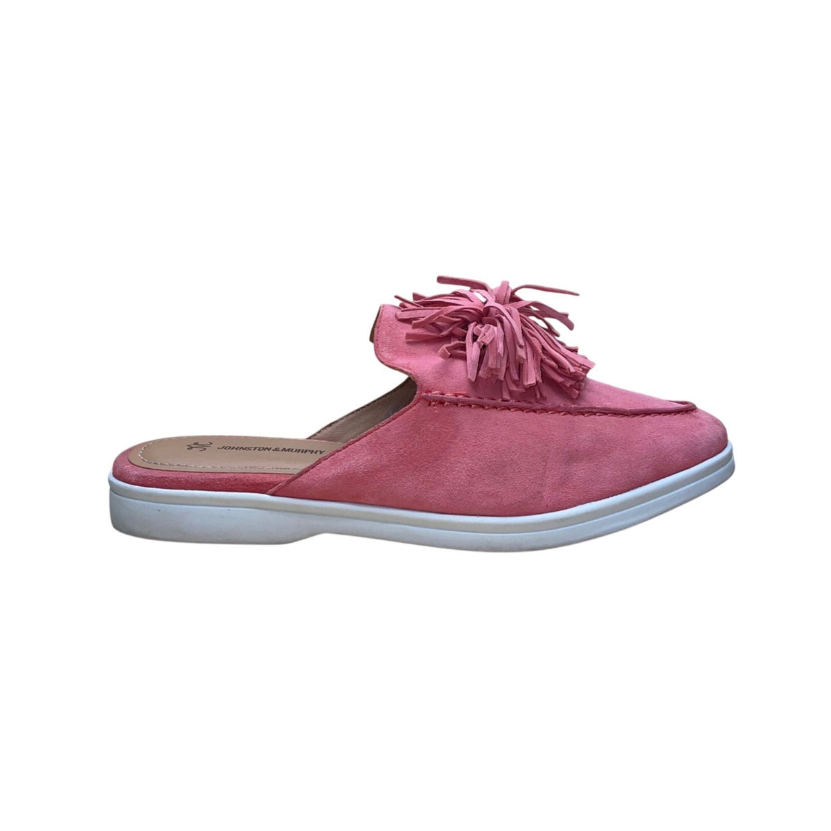 Johnston & Murphy Women’s Pink Suede With Fringe Accent Slip-On Mules Size 7M