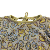 Free People Womens Yellow & Blue Cotton Floral Puff Sleeve Cropped Top Sz XS