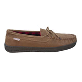Pedoqu Men’s Brown Suede Red Plaid Flannel Lining Moccasin Slippers Size 9US