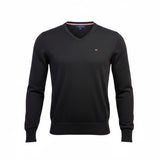 Tommy Hilfiger Mens Black V-Neck Premium Cotton Sweater  Casual Wear Size M