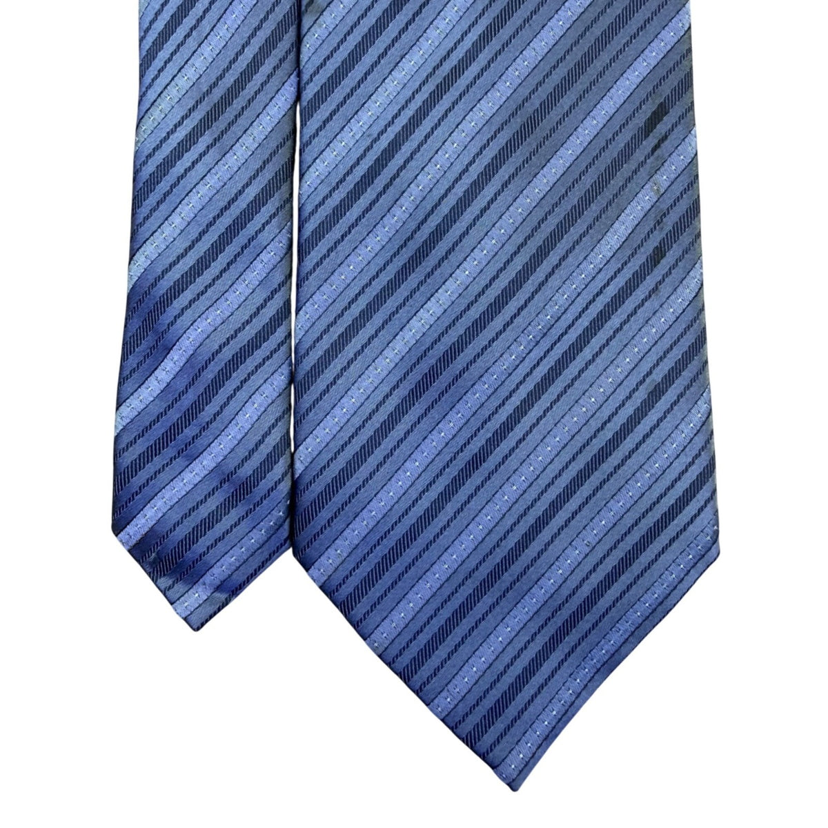 Kenneth Cole Mens Grey/Blue Silk Handmade Striped Tie Business Formal