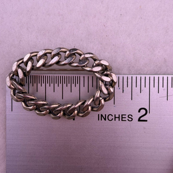 Vintage Danecraft Womens Silver Tone Sterling Brooch Oval Chain