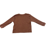 Madewell Womens Brown Cotton Blend Textured Knit Waffle Long Sleeve Top Size L