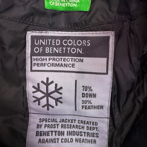 United Colors Of Benetton Womens Navy Nylon Down Hooded Puffer Jacket Size XS
