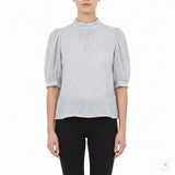 Ted Baker Womens Light Blue & Black Polka Dot Blouse Elegant Style Size 2