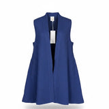 Nayika Womens Blue Open Front Sleeveless Vest Lightweight Elegant Design Sz M