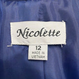 Nicolette Womens Blue Suit Set Includes Blazer & Pencil Skirt Size 12