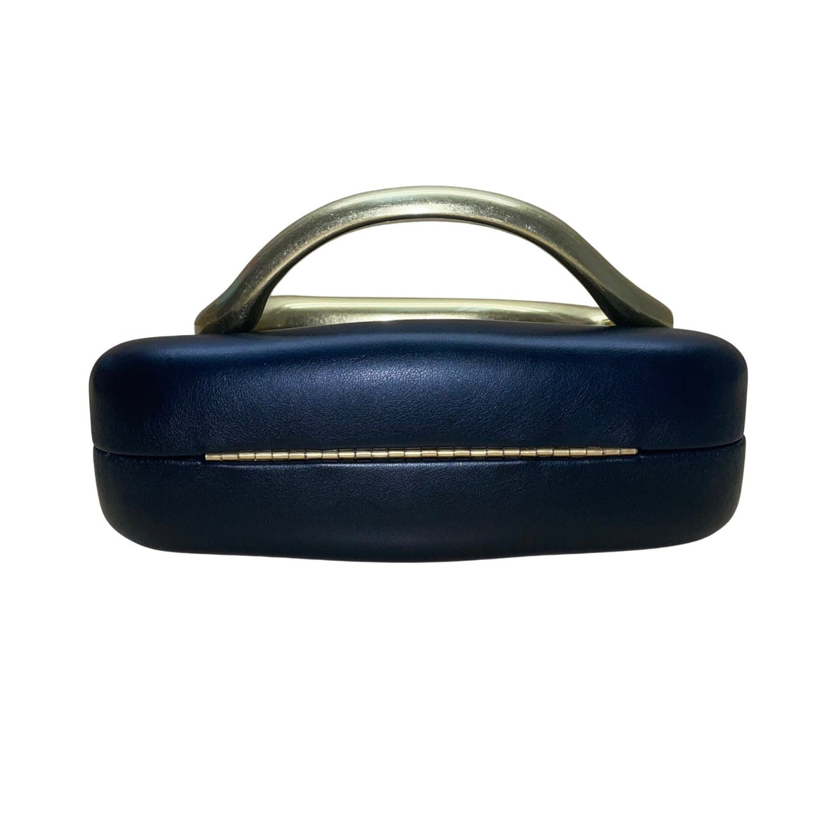 Women’s Black PU Leather With Sculptural Curved Gold Handle Crossbody Clutch