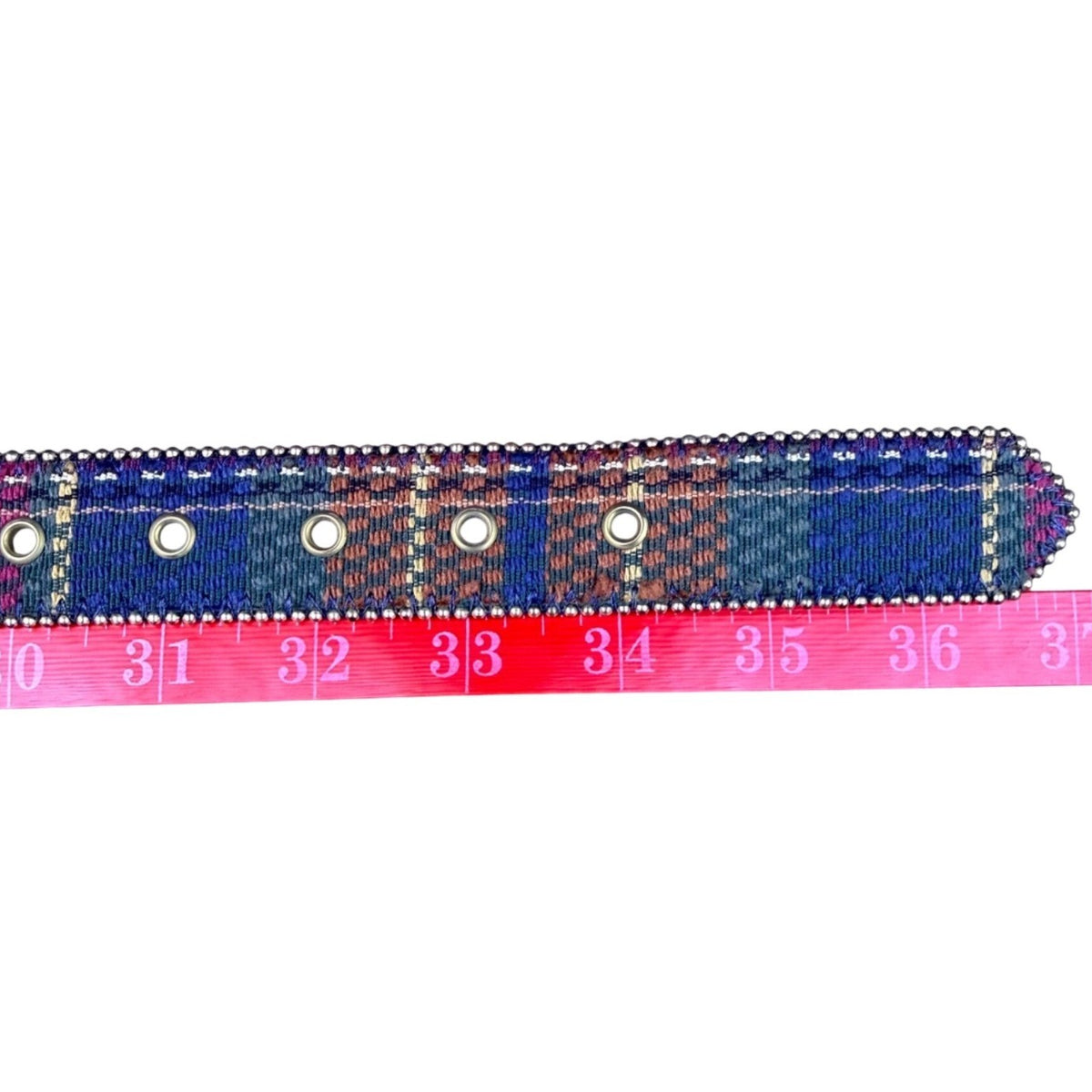 Paul Harris Womens Multicolor Fabric & Leather Belt Plaid Design Sz M