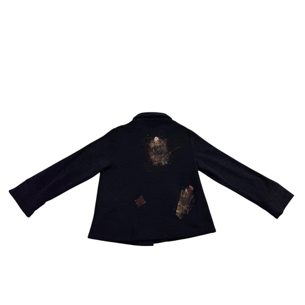 G.G. Sport Womens Black  Jacket Small Abstract Front Pockets Size S