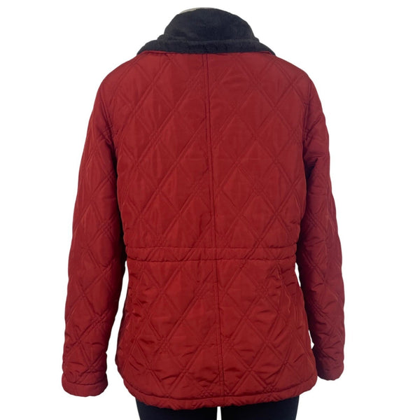 Weatherproof Womens Red Quilted Jacket  Faux Sherpa Lined Full Zip Sz M