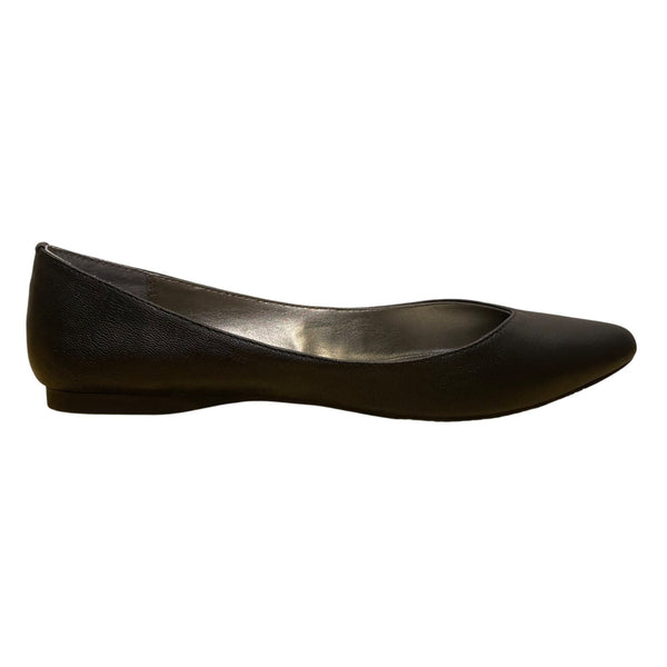 Audrey Brooke Women’s Black Leather Cici Taper Toe Flat Shoes Size 8M
