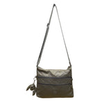 Kipling Women’s Silver Metallic Zippered Pockets Adjustable Strap Crossbody Bag
