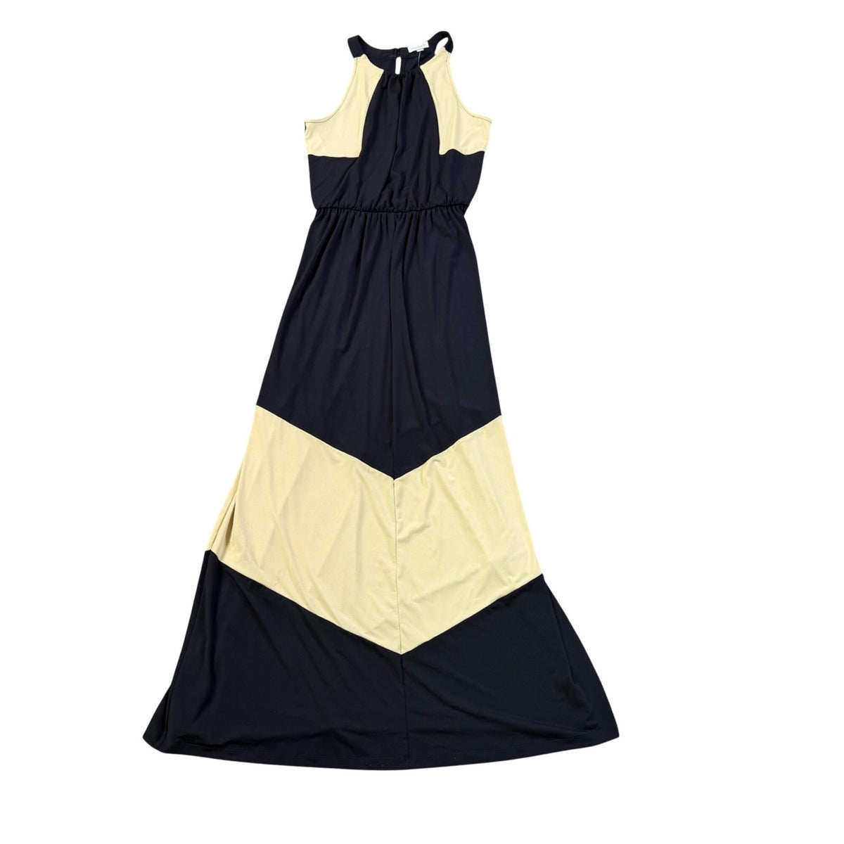 Charming Charlie Womens Navy & Cream Maxi Dress Sleeveless Chevron Size S