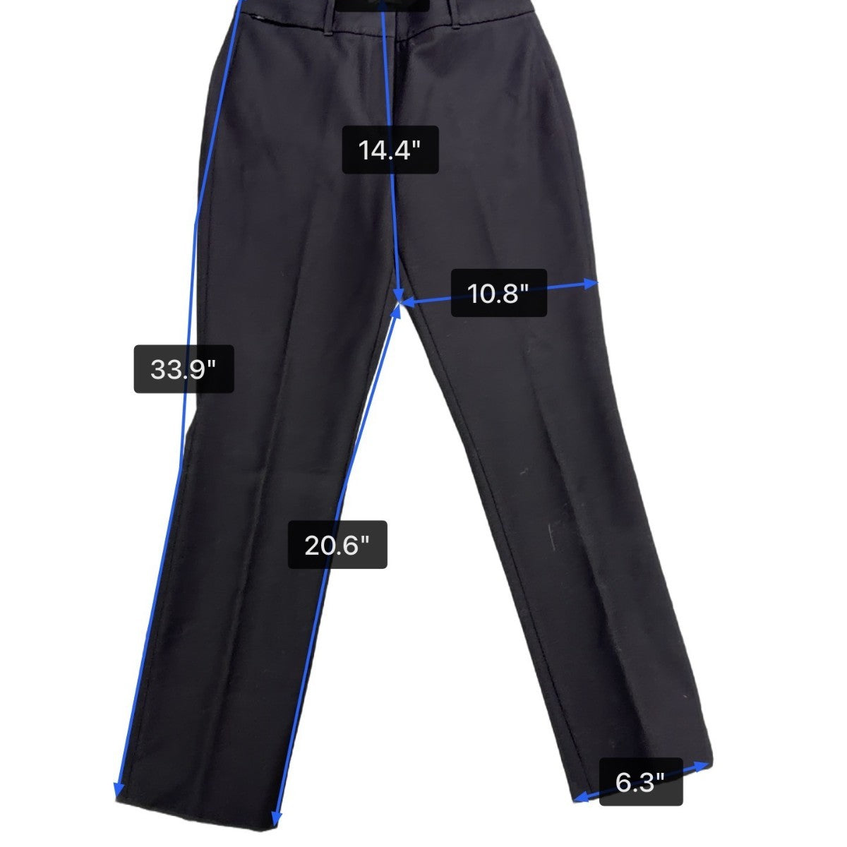 White House Black Market Women Black Cotton/Polyester Slim Trousers Pants Size 6