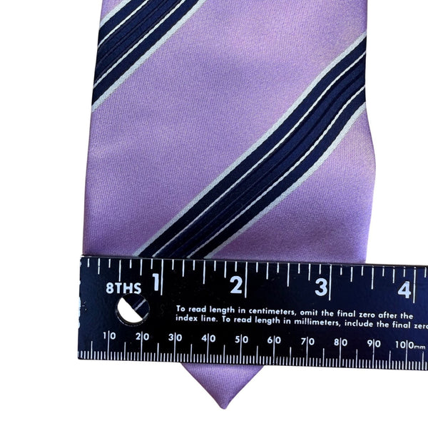 Ermenegildo Zegna Mens Purple Striped 100% Silk Tie Made In Italy Elegant Design