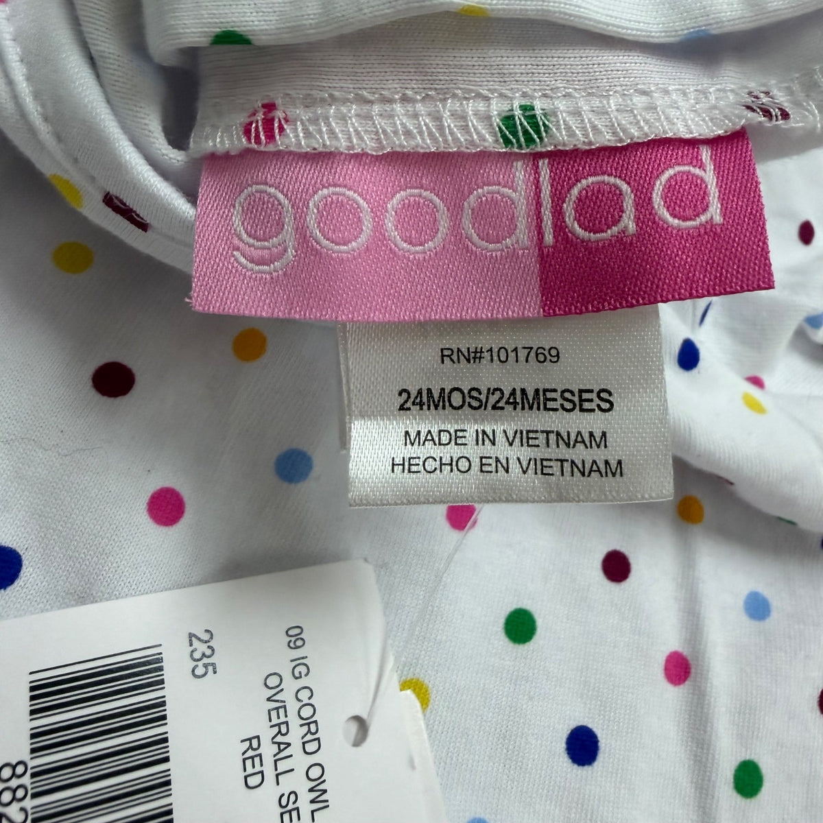 Goodlad Toddlers Burgundy & White Overalls & Polka Dot Shirt Set Sz 24mos - New