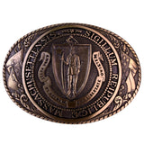 Tony Lama Mens Brass Great Seal Of Massachusetts Belt Buckle Solid & Collectible