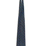 Brioni Mens Blue Yellow Silk Geometric Tie Handmade In Italy Elegant Design