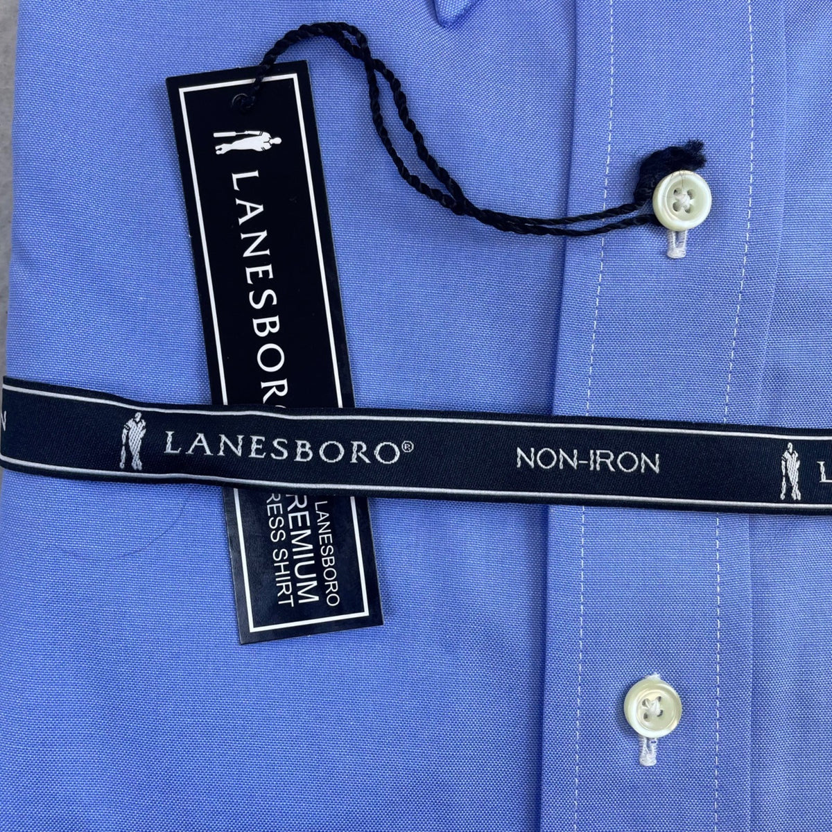 Lanesboro Mens Blue Cotton Non-Iron Long Sleeve Dress Shirt 16.5 34/35 - New