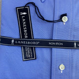 Lanesboro Mens Blue Cotton Non-Iron Long Sleeve Dress Shirt 16.5 34/35 - New