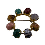 Ronci Women’s Multi-Color 12K Gold-Filled Brooch Round Pin With Scarab Gemstones