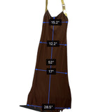Cache Womens Brown Halter Maxi Gown With Metallic Gold Straps Sz 4