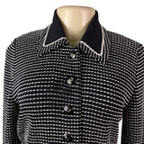 St. John Womens Black Knit Jacket & Skirt Set White Dotted Pattern Size  4 & 6