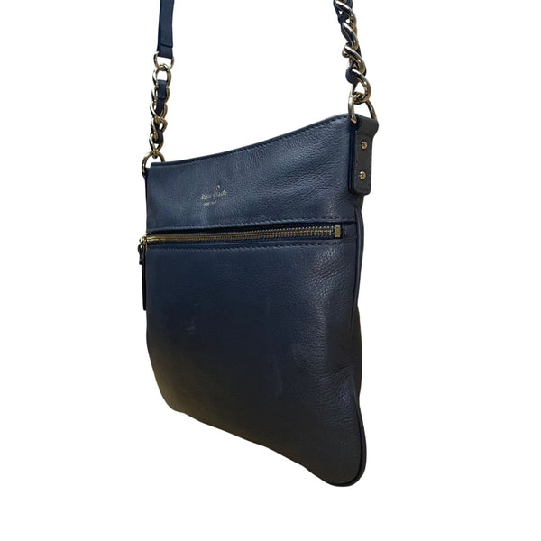 Kate Spade Women’s Gray Leather Adjustable Strap Front Zip Pocket Crossbody Bag