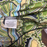 Nicola Womens Green/Blue Keyhole-Neck Boho Tunic With Bell Sleeves Sz P/M
