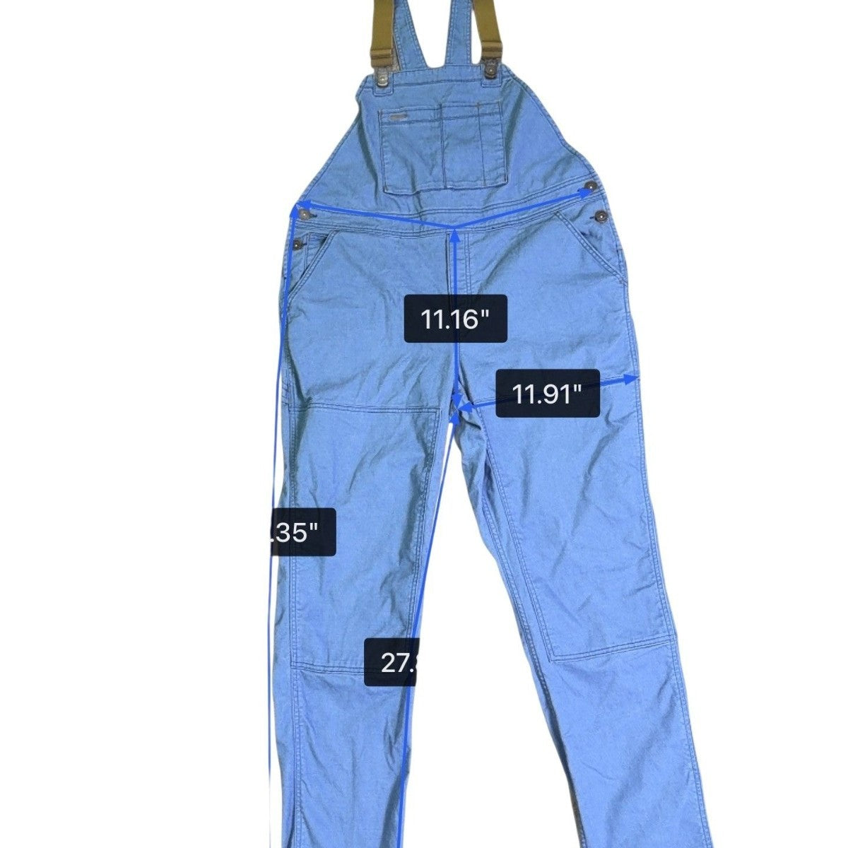 REI Womens Blue Cotton/Polyester Blend Adjustable Overall Bib Pants Size 16