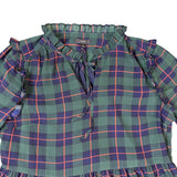 J.Crew Womens Green Plaid Polyester Long Sleeve Tiered Midi Dress Size L