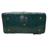 Samantha Brown Women’s Teal & Brown Croc Embossed Lining Dual Handles Travel Bag