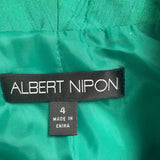 Albert Nipon Womens Green Dress & Jacket Set Elegant Formal Outfit Size 4