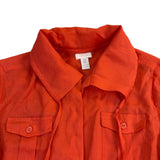 Chicos Womens Orange Utility Jacket With Drawstring Waist Pockets Size 0