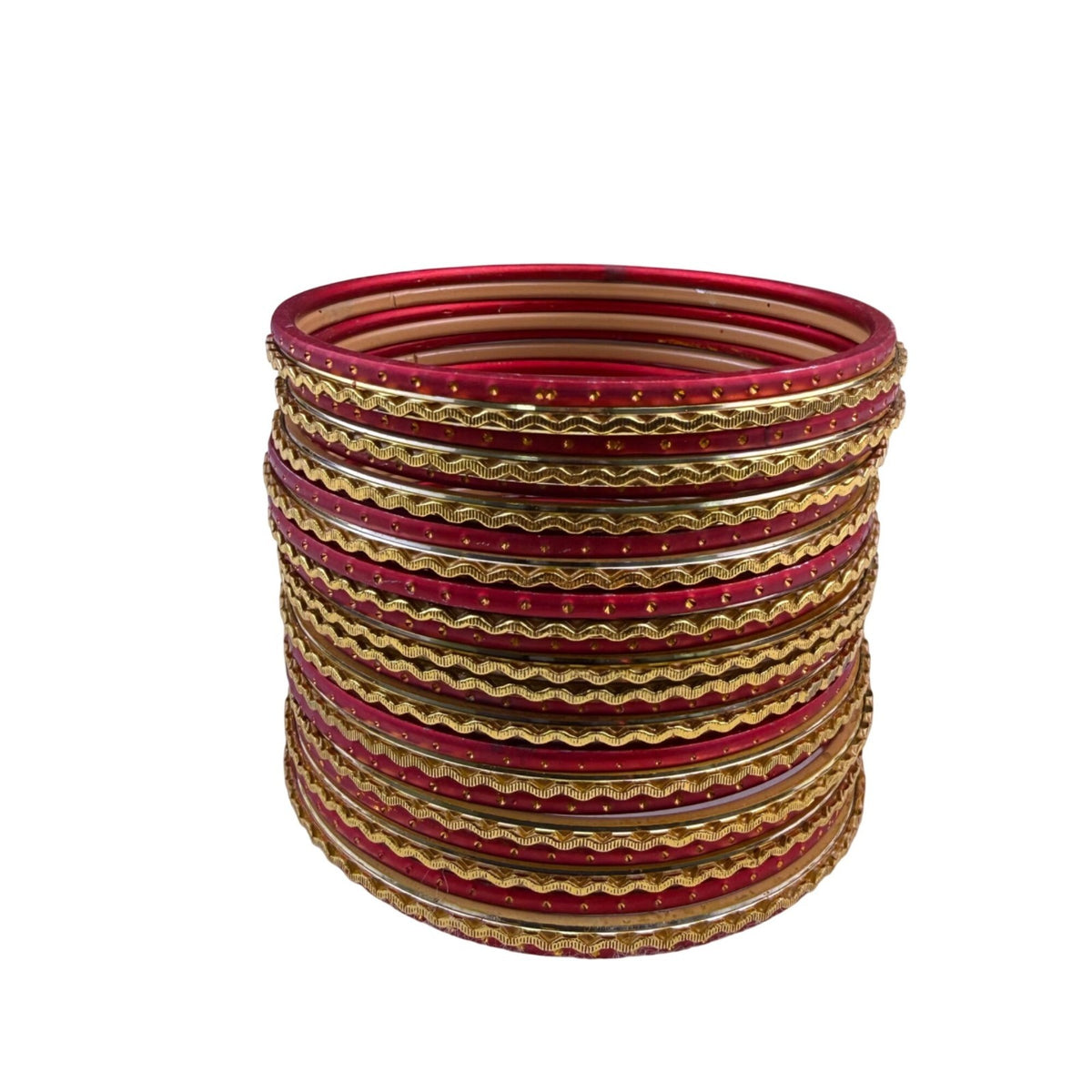 Set Of Red & Gold Tone Metal Womens Indian Bollywood Style Bangles