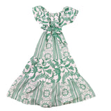 Peekskill Womens Green Cotton Maxi Dress With Tiered Details & Off-Shoulder  Sz 