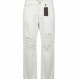 Banjara Womens White Distressed Straight-Leg Jeans With Raw Hem Size 9/28