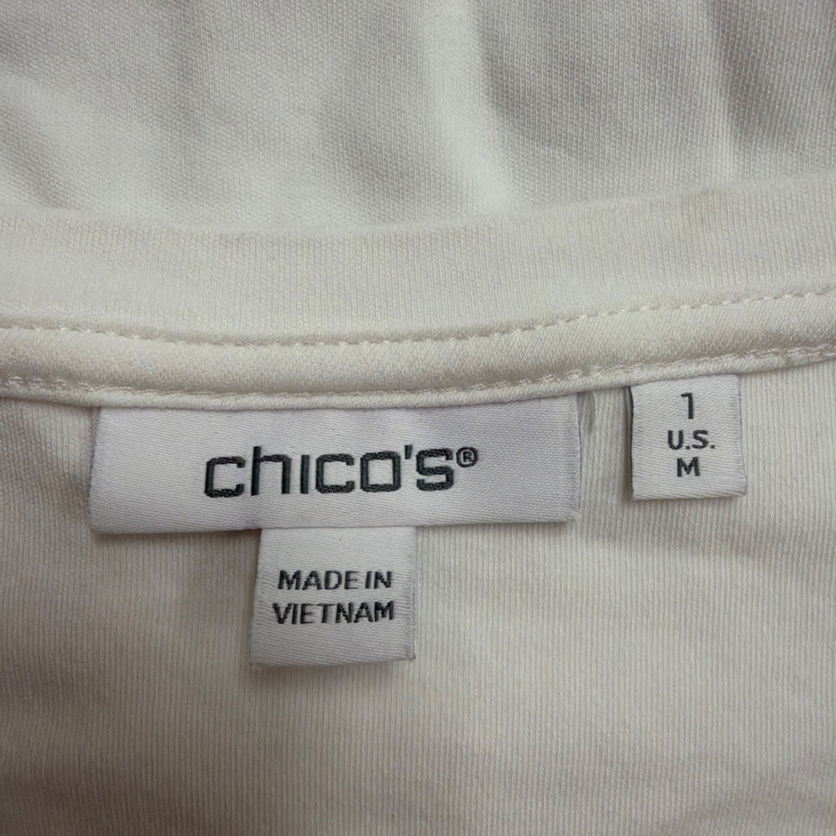 Chicos Womens White Cotton Eyelet Flutter Sleeve Blouse Size 1 US M