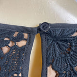 Talbots Petites Black Floral Lace Short Sleeve Top 14P New