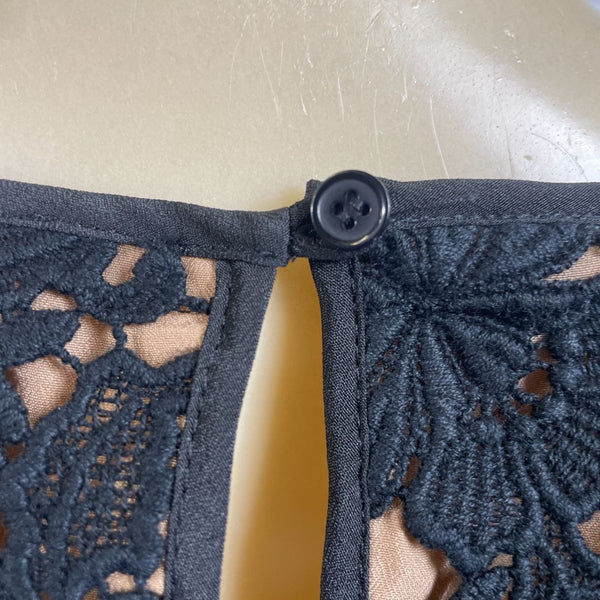 Talbots Petites Black Floral Lace Short Sleeve Top 14P New