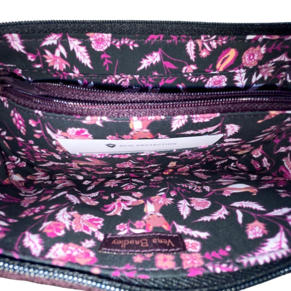 Vera Bradley Women’s Blackberry Wine RFID Slim Faux Leather Trim Wristlet Clutch