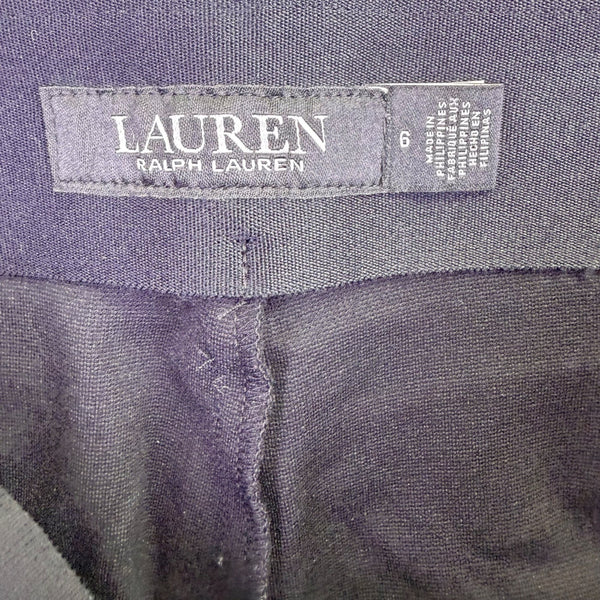 Lauren Ralph Lauren Womens Black Faux Leather-Front Stretch Pants Sizze 6