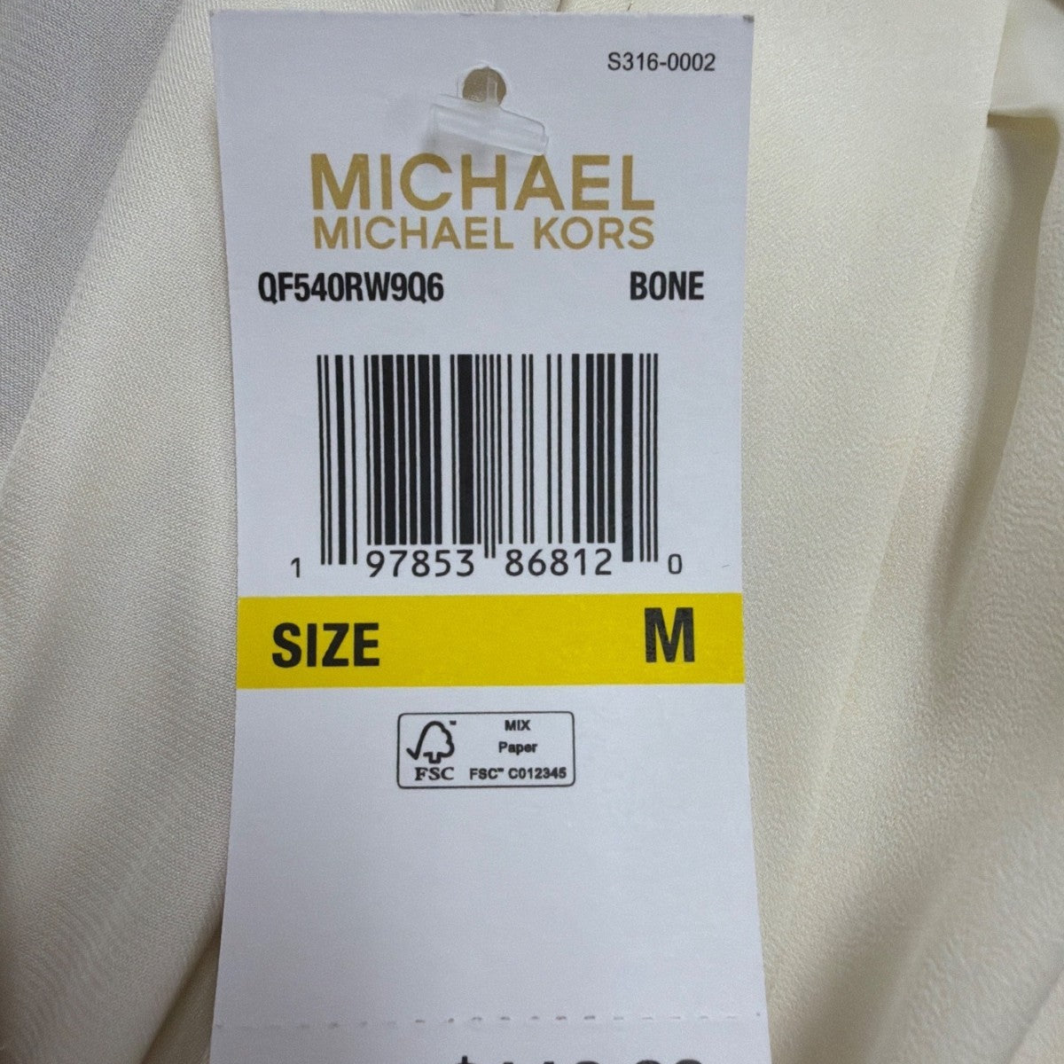 Michael Kors Womens Bone Pleated Long Sleeve Blouse Elegant Chic Sz M
