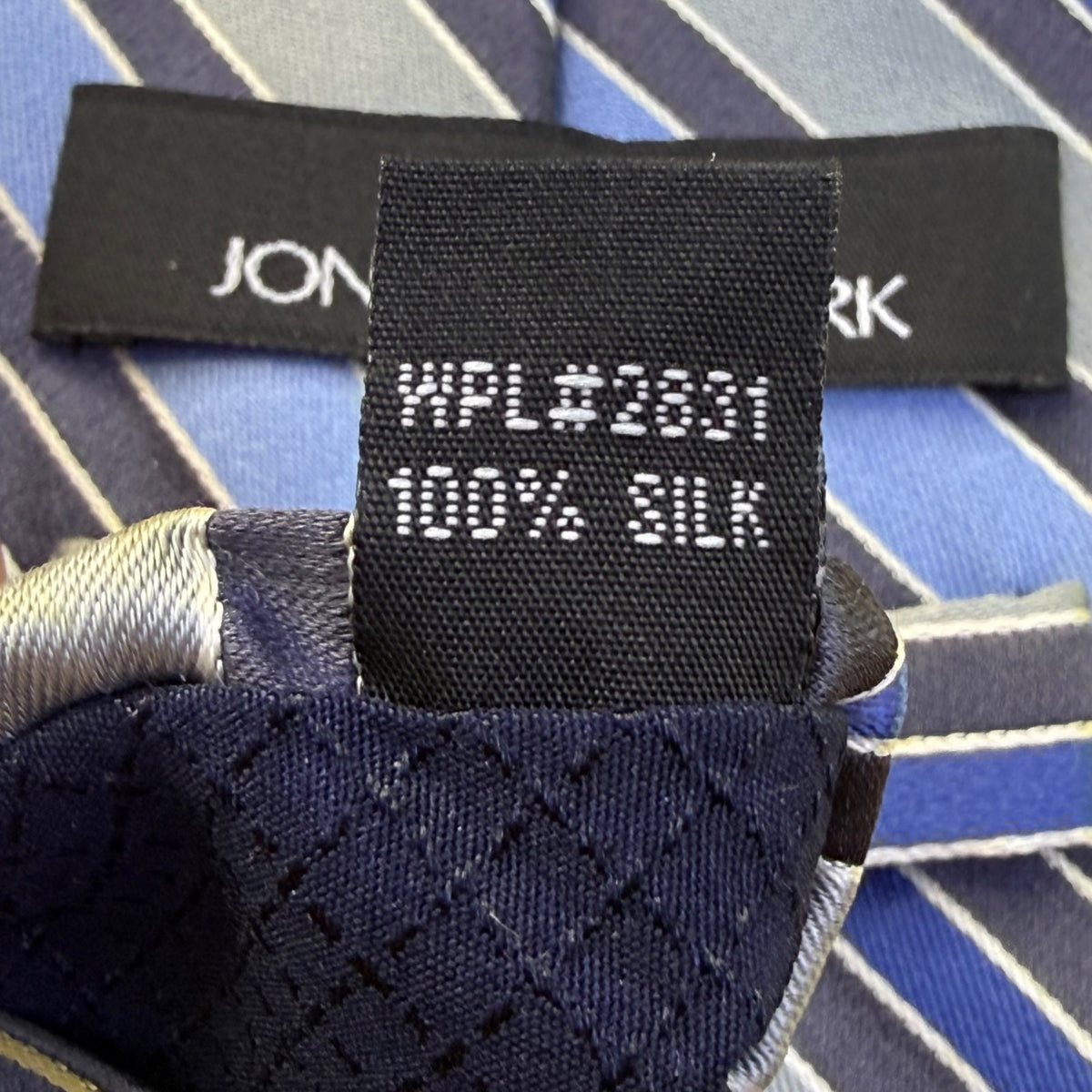 Jones New York Mens Blue Striped Silk Tie Diagonal Classic Pattern Business 58"x