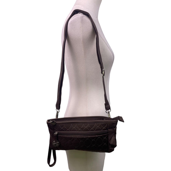 Travelon Women’s Brown Quilted Adjustable Strap RFID Protection Crossbody Bag